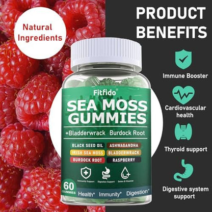 Creatine Monohydrate Gummies 5000mg + Irish Sea Moss 3000mg Gummies – Support for Muscles, Immune, Thyroid & Wellbeing – Vegan, Sugar Free, 2-Pack Supplement Bundle