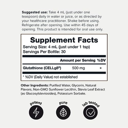 Lab Tested Ultra Bioavailable Liposomal Glutathione - 4 fl. oz Mixable Wild Berry Natural