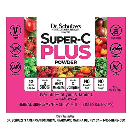 Dr. Schulze's | Super-C Plus Powder | Vitamin C Complex | Clinical Herbal Formula