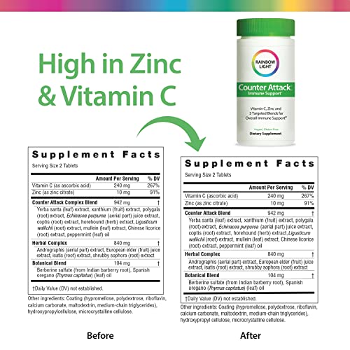 Rainbow Light Counter Attack Immune Support, Dietary Supplement Provides Immune