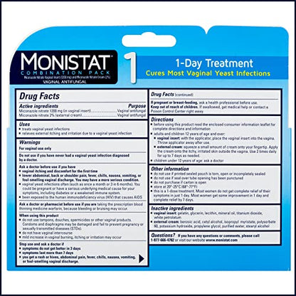 Monistat 1 Day Yeast Infection Treatment for Women, 1 Miconazole Ovule Insert & External Monistat Anti-Itch