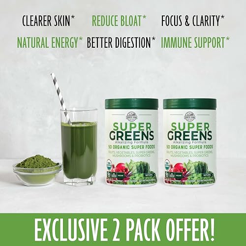 COUNTRY FARMS Super Greens Natural Flavor, 50 Organic Super Foods, USDA Organic