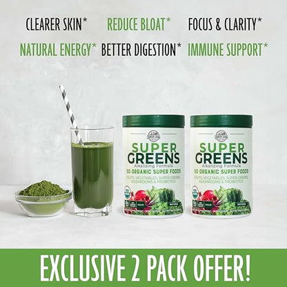 COUNTRY FARMS Super Greens Natural Flavor, 50 Organic Super Foods, USDA Organic
