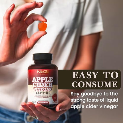 NUZI Apple Cider Vinegar Gummies with Pomegranate & Beetroot | 500 mg | Certified Halal