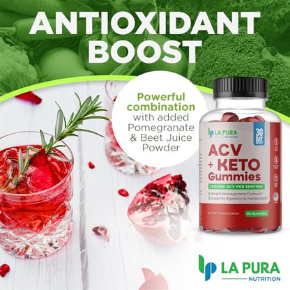 LaPura ACV 1000 mg + Keto Gummies for Weight Loss, 60 Gummies - 1000 mg Apple Cider