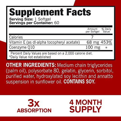 Qunol CoQ10 100mg Softgels, Ultra CoQ10 100mg, 3x Better Absorption, Antioxidant