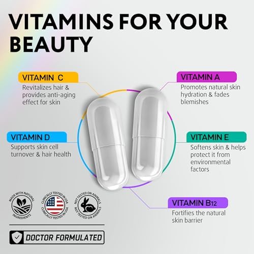 Biotin 10,000 mcg with Collagen & Keratin and Mullein Leaf Lung Support Drops Bundle – Hair, Skin, and Nail Vitamins Plus Lung Cleanse and Respiratory Detox for Men and Women – 60 Caps and 2 oz