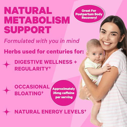 Pink Stork Slim Tea with Organic Dandelion Root, Green Tea, Ginger and Hibiscus for Detox