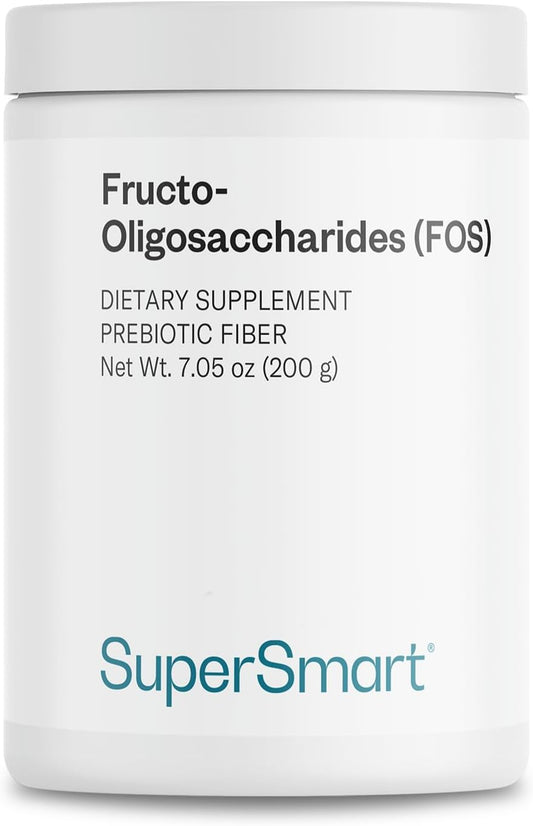Supersmart Fructo Oligosaccharides Powder (Prebiotics FOS) - Oligofructose Inulin - Fiber Supplement | Non-GMO & Gluten Free - 200 g