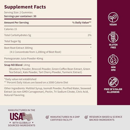 Snap Supplements Nitric Oxide Beet Root Gummies + Prostate Health Soft Chews, 60 Cherry Gummies + 60 Sugar-Free Pomegranate Berry Soft Chews