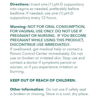 pH-D Feminine Health - 600 mg Boric Acid Suppositories - Woman Owned - for Vaginal Odor Use - 12 Count