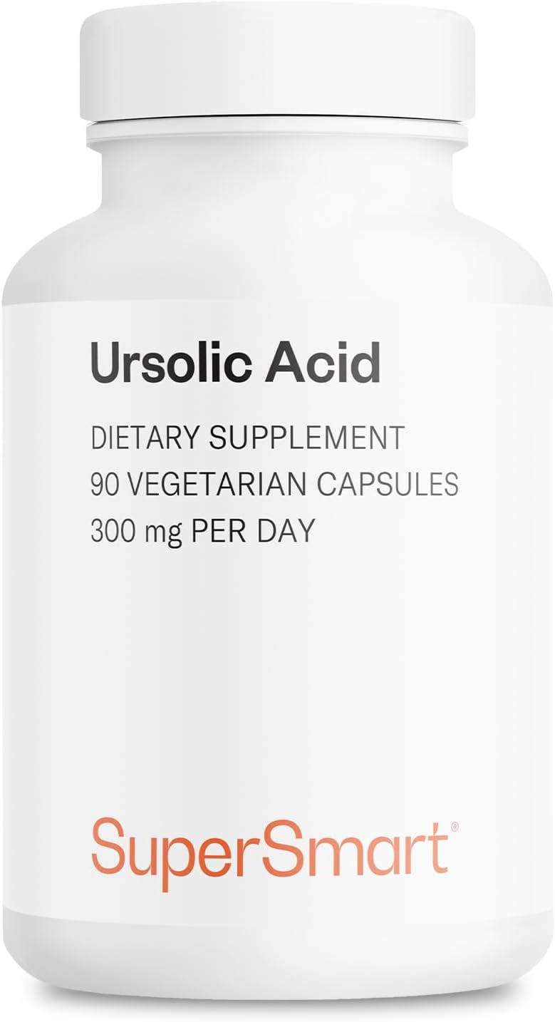 Supersmart - Ursolic Acid 300mg per Day (Well-Tolerated) - Rosemary Leaf Extract Supplement | Non-GMO & Gluten Free - 90 Vegetarian Capsules