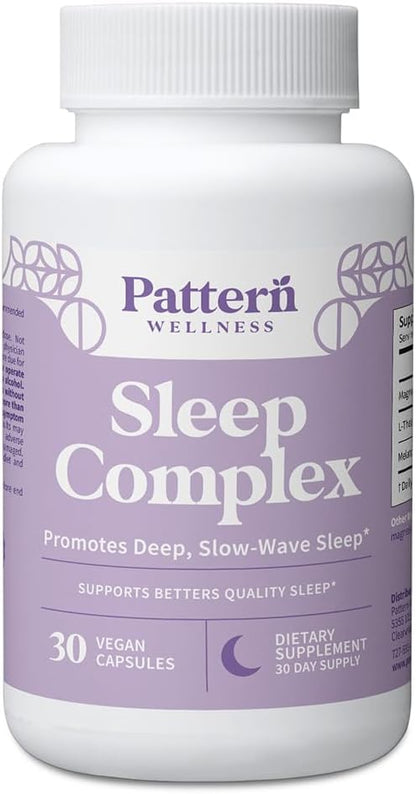 Pattern Wellness Sleep Complex – Supports Relaxation & Healthy Sleep Patterns – with Melatonin, L-Theanine & Magnesium – 30 Vegan Capsules