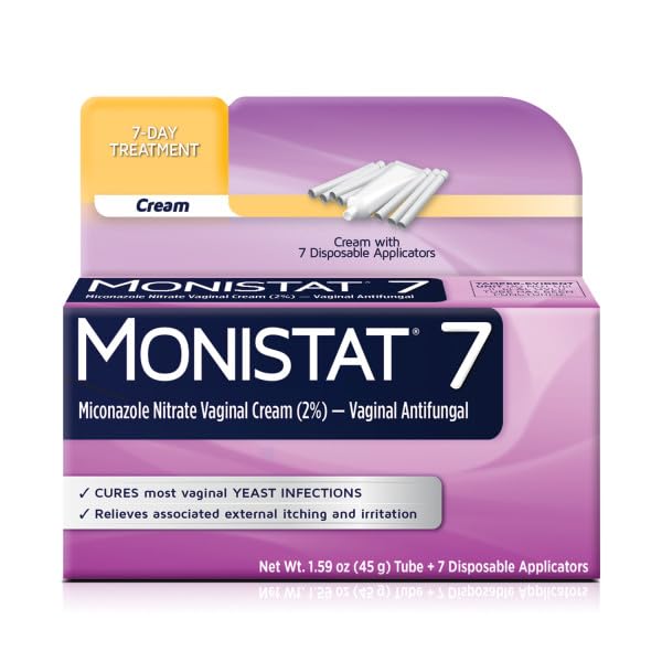 Monistat 7 Vaginal Cream with Tube Plus 7 Disposable Applicators, Anti-Fungal, For Most Vaginal Yeast