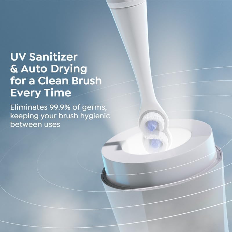 SuperMouth ULTIM8 Bundle - SmartBrush Electric Toothbrush+ SmartHub UV Sanitizer & Dryer + HubMate Microfiber Cleaning Tool - SuperBristles Clean 40X Better - Hygienic Maintenance Kit - Pearly White