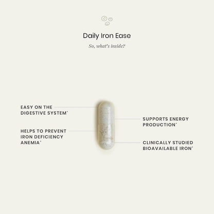 Perelel Daily Iron Ease 15mg Iron Supplement with Vitamin C & B12