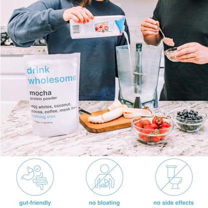 drink wholesome Mocha Egg White Protein Powder | for Sensitive Stomachs