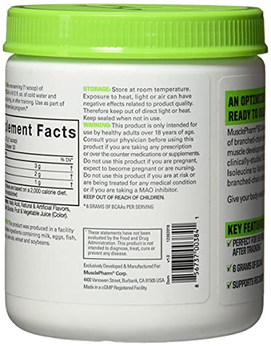 MusclePharm Essentials BCAA Powder, Post-Workout Recovery Drink, Watermelon