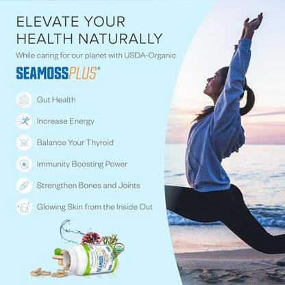 Power By Naturals Sea Moss Plus - USDA Certified Organic Irish Sea Moss Capsules