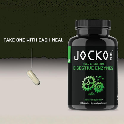 Jocko Fuel Digestive Enzymes - Full Spectrum Support, Nutrient Absorption, Gut Health Support, Digestion Aid - 60 Capsules