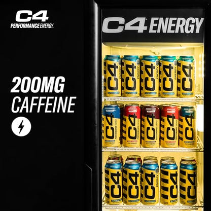 C4 Energy Carbonated Zero Sugar Energy Drink, Pre Workout Drink + Beta Alanine, Midnight Cherry, 16 Fl Oz (Pack of 24)