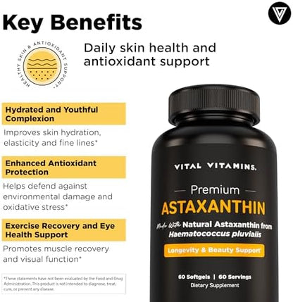 Vital Vitamins Hyaluronic Acid Complex 60 ct + Astaxanthin 60 ct