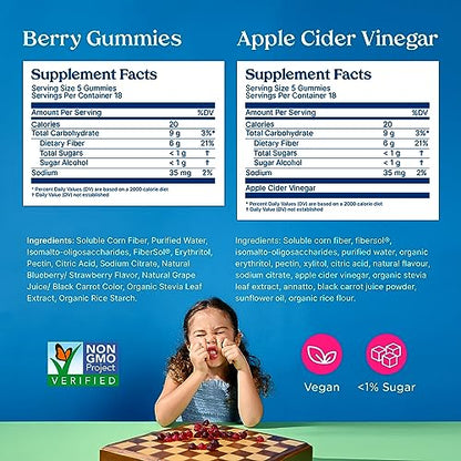 Poop Like a Champion Super Fiber Gummies 6g Fiber - Apple Cider Vinegar & Berries