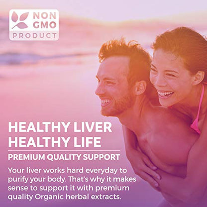 Organic Liver Cleanse Detox & Repair (Vegan, Non-GMO) Milk Thistle Extract (80% Silymarin)