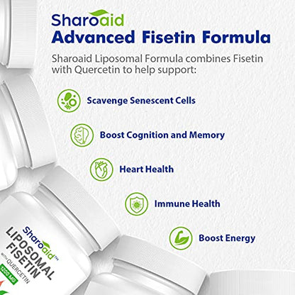 Sharoaid Liposomal Fisetin with Quercetin Supplements 1200 mg per Serving,High Absorpti