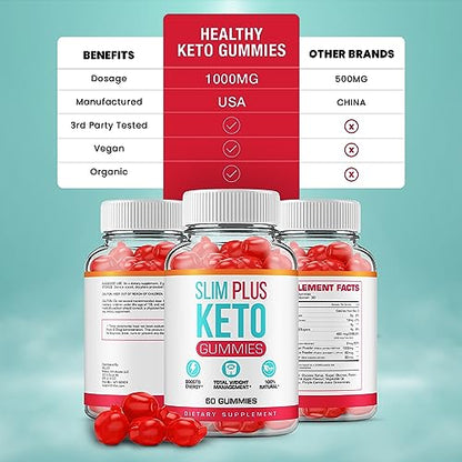 (5 Pack) Slim Plus Keto ACV Gummies - Official - Keto Slim Plus ACV Advanced Weight