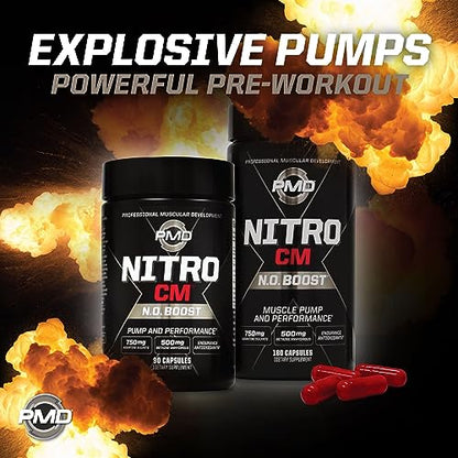 PMD Sports Nitro cm - Nitric Oxide with Agmatine Pre Workout Supplement - Muscle