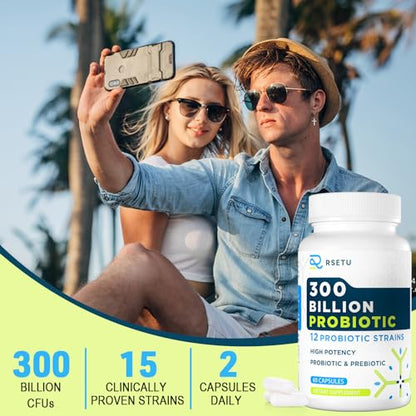 Probiotics for Women Men: 300 Billion CFU Probiotic High Potency + 12 Strains Organic