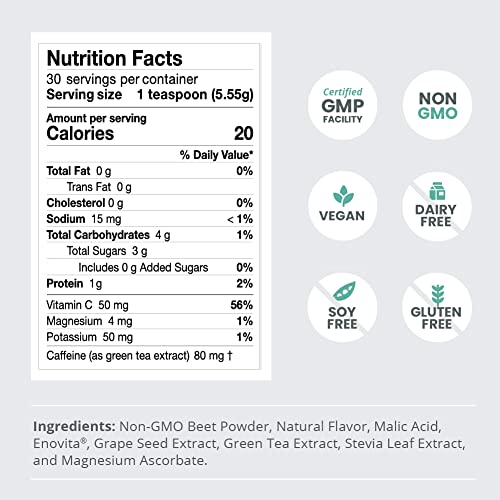 HumanN SuperBeets Energy Plus with Grape Seed Extract - Includes Beet Root Powder