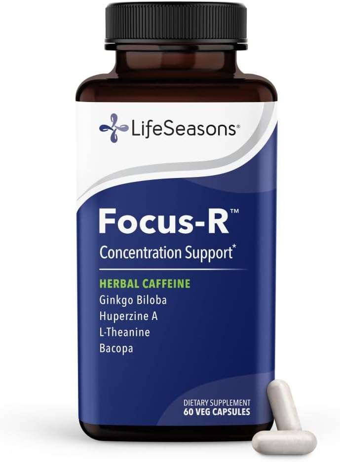LifeSeasons Focus-R Concentration Support – Memory, Focus & Mental Clarity Supplement with Bacopa, Rhodiola, L-Tyrosine & B Vitamins – Cognitive Performance & Brain Energy – 60 Veg Capsules
