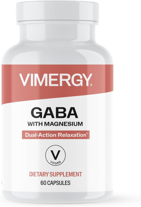 VIMERGY GABA with Magnesium – Supports Nervous System Function – Promotes Relaxation – Kosher, Vegan & Gluten-Free – 60 Capsules