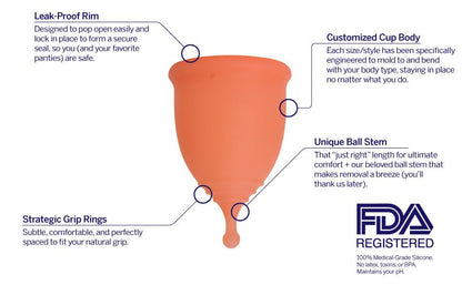 Pixie Cup Soft Menstrual Cup - Ranked 1 for Most Comfortable Reusable Period Cup - Buy One We Give One