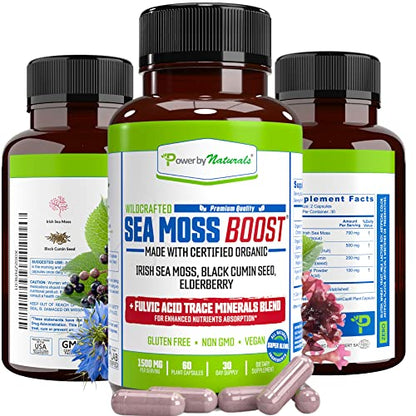 Power By Naturals Sea Moss Advanced with Black Seed Oil & Elderberry Capsules