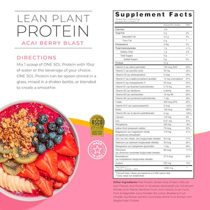 One Sol Protein Powder, Lean & Low Carb, No Bloating, Gluten Free, Lactose-Free