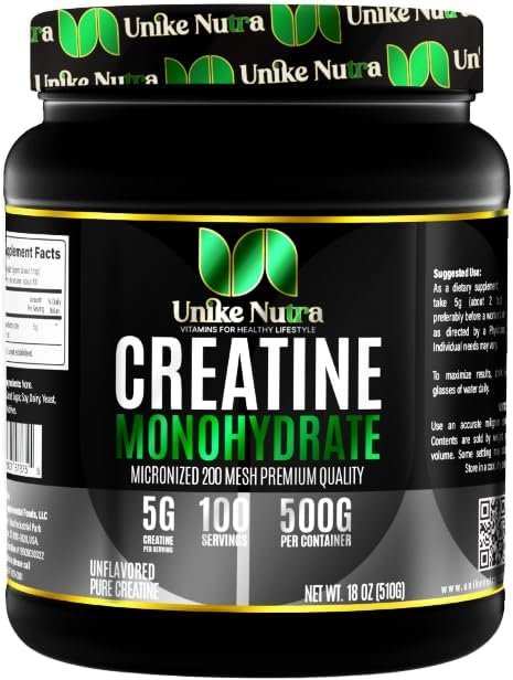Pure Creatine Monohydrate Powder Supplement, Unflavored, Supports Bulk Muscle Energy, Recovery, & Strength - Creatine Supplement for Men & Women - 500G, 5000mg Per Serv (5g) - 100 Servings