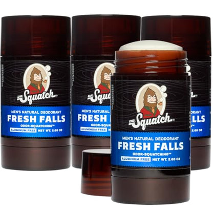 Dr. Squatch Natural Deodorant for Men 4 Pack Fresh Falls – Odor-Squatching Men's