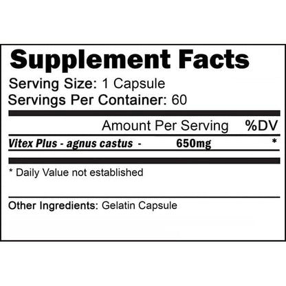 yhn Vitex Plus 650mg Chasteberry Supplement for Women - Support Fertility, Hormone Balance