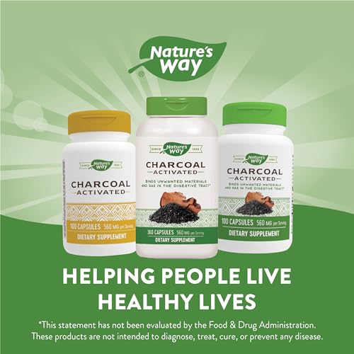 Nature's Way Activated Charcoal, Binds Unwanted Materials and Gas*, 560mg per Serving