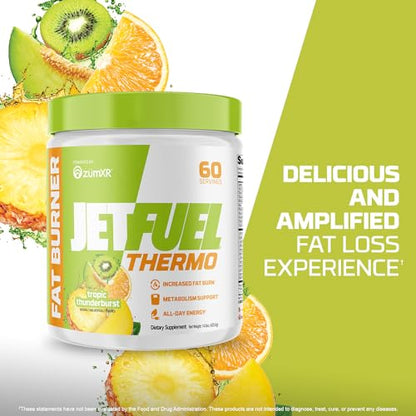 GAT SPORT JetFuel Tropic Thunderburst Thermo Powder for Fat Burning, ZumXR Caffeine
