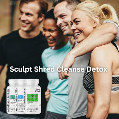 Sculpt Shred Cleanse Detox as 3x Action Diet Pills for Puffiness Belly Bloating & Loss of Waste