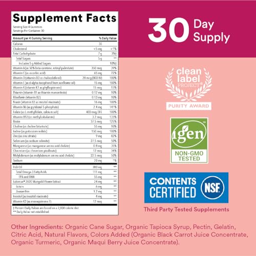SmartyPants Teen Girl Multivitamin Gummies: Omega 3 Fish Oil (EPA/DHA), Vitamin D3