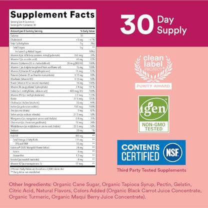 SmartyPants Teen Girl Multivitamin Gummies: Omega 3 Fish Oil (EPA/DHA), Vitamin D3