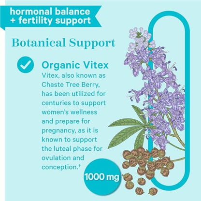 Pink Stork Vitex Supplement for Women - 1000 mg Organic Chaste Tree Berry to Support Hormone Balance