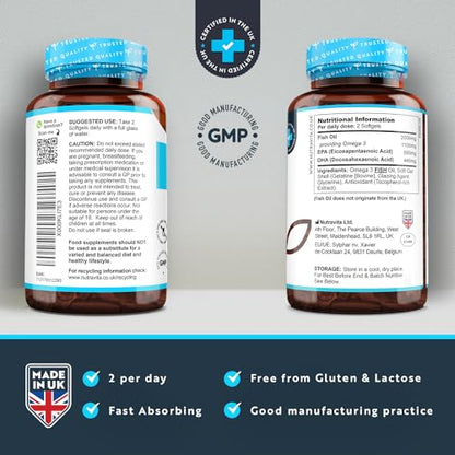 Omega 3 2000mg with 660mg EPA & 440mg DHA per Serving - 240 Softgel Capsules