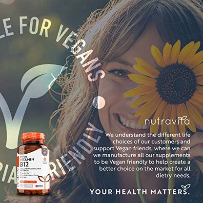 Vitamin B12 1000mcg - 365 High Strength Vegan Tablets (1 Year Supply) - Max Strength