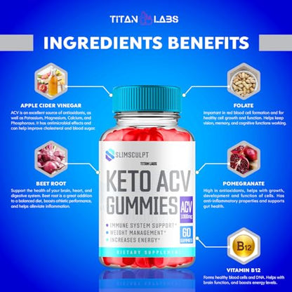 (3 Pack) Slimsculpt Keto ACV Gummies, Slim Sculpt Keto ACV Gummies Advanced Weight